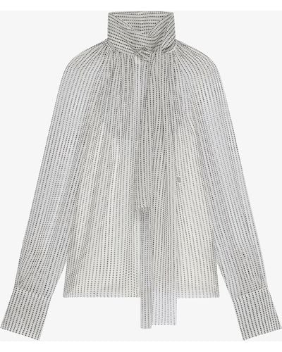 Givenchy Polka Dots Blouse In Silk Chiffon With Lavallière - White