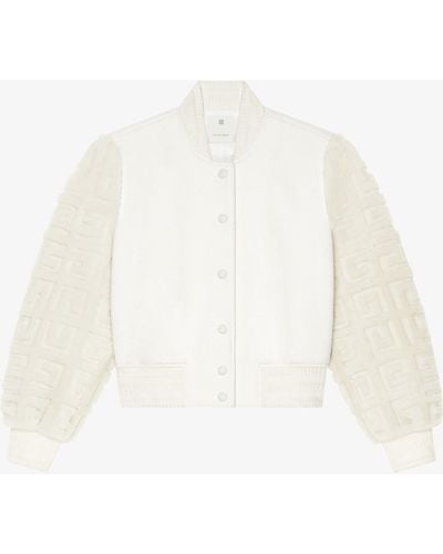 Givenchy Bomber corto in lana e pelliccia 4G - Bianco