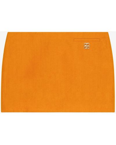 Givenchy Mini jupe en lin et soie à détail 4G - Orange