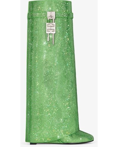 Givenchy Stivali Shark Lock in satin con strass - Verde