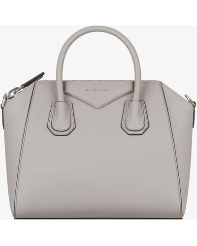 Givenchy Small Antigona Bag In Grained Leather - Grey