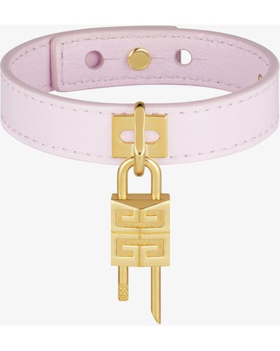 Givenchy Mini Lock Bracelet In Metal And Leather - Pink