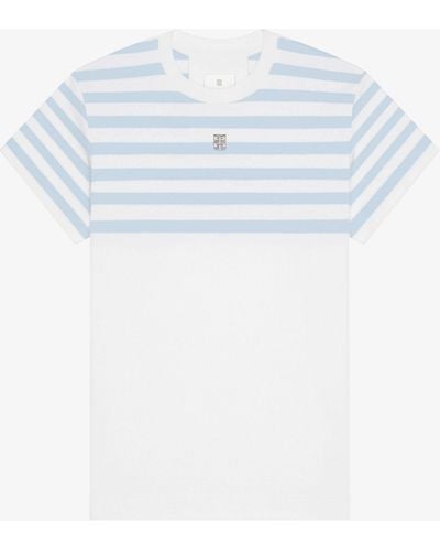 Givenchy T-shirt a righe slim in cotone con dettaglio 4G - Blu