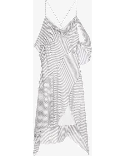 Givenchy Asymmetric Polka Dots Draped Dress - White
