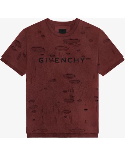 Givenchy T-shirt oversize in cotone effetto destroyed - Rosso