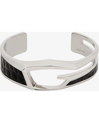Givenchy Bracelet Giv Cut en métal et cuir - Blanc