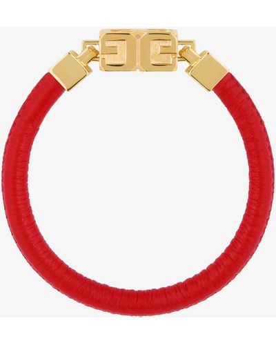 Givenchy Bracelet en cuir et métal G Cube - Rouge