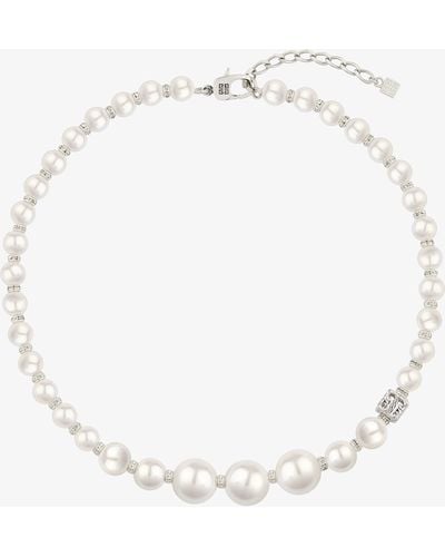 Givenchy Collier Pearl en métal avec cristaux - Blanc