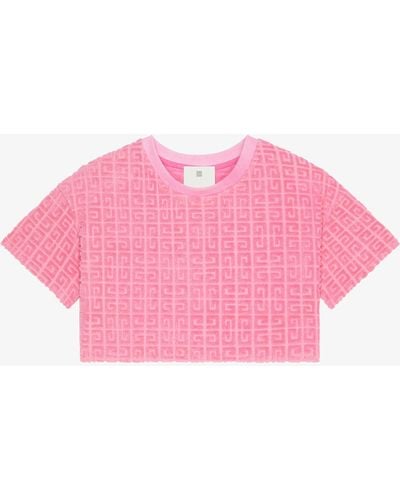 Givenchy T-shirt corta in spugna di cotone jacquard 4G - Rosa