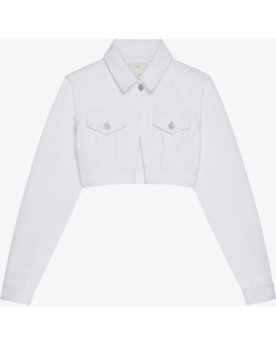 Givenchy Cropped Jacket In Denim With 4g Detail - White