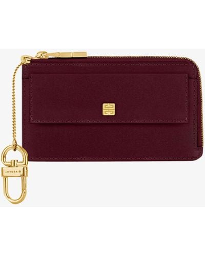 Givenchy Porte-cartes zippé 4G en cuir Box - Violet