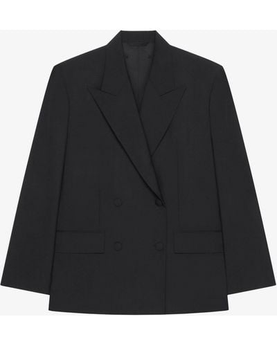 Givenchy Veste à double boutonnage oversize en laine et mohair - Noir