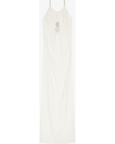 Givenchy Abito da sera drappeggiato in crêpe con dettagli in cristallo - Bianco