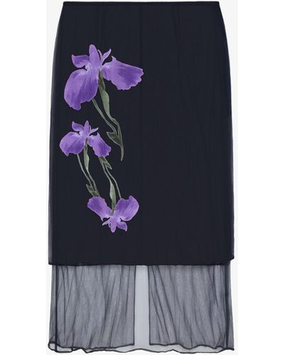 Givenchy Jupe en jersey de satin dévoré floral - Bleu