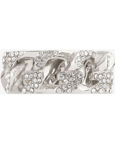 Givenchy Anello G Chain in metallo con cristalli - Bianco