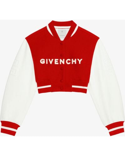 Givenchy Cropped Varsity Jacket - Red