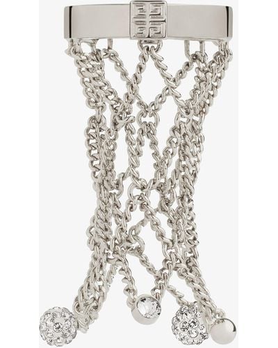 Givenchy Anello Pearling in metallo con perle e cristalli - Bianco