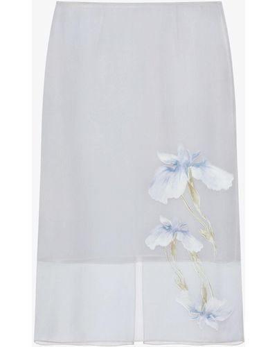 Givenchy Jupe en satin dévoré floral - Blanc
