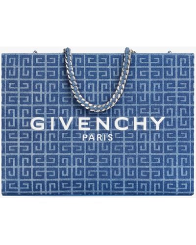 Givenchy Cabas G-Tote médium en denim 4G avec chaîne - Bleu