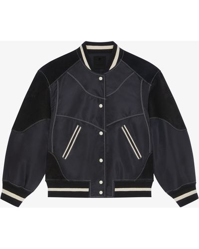 Givenchy Oversized Varsity Jacket With Leather Details - Blue