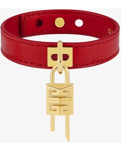 Givenchy Bracciale Lock mini in metallo e pelle - Rosso