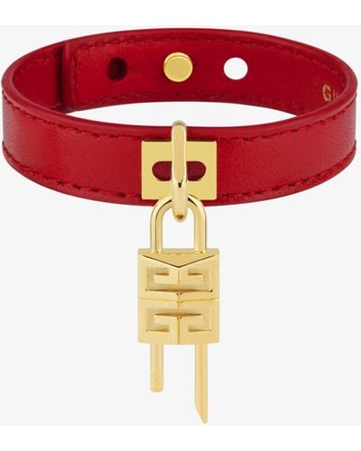 Givenchy Padlock-charm Adjustable Leather Bracelet - Red