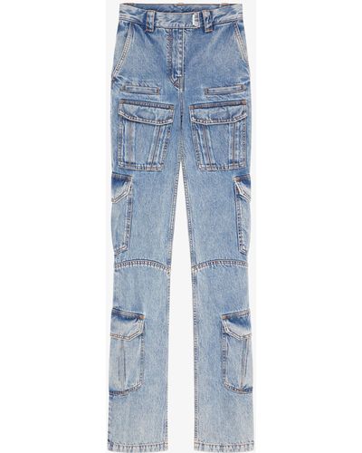 Givenchy Pantaloni cargo boot cut in denim - Blu