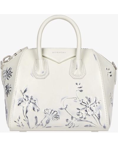 Givenchy Sac Antigona mini en cuir à motif floral - Blanc