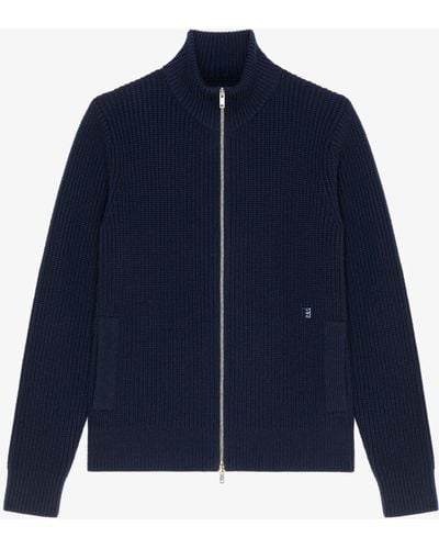 Givenchy Cardigan zippé en laine et cachemire - Bleu