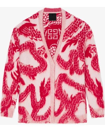 Givenchy Cardigan in mohair e lana con drago jacquard - Rosa