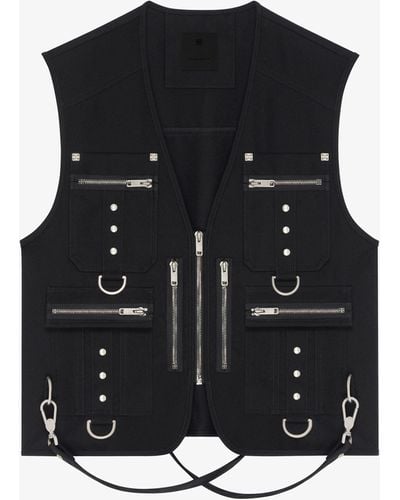 Givenchy Gilet multipoches en laine avec bretelles - Noir