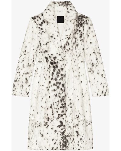Givenchy Manteau en fourrure imprimé léopard des neiges - Blanc