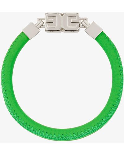 Givenchy Bracelet G Cube en cuir et métal - Vert