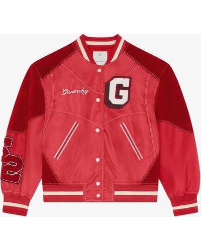 Givenchy College Bi-Material Varsity Jacket - Red