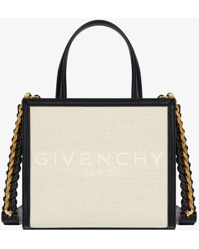 Givenchy Mini G Tote In Canvas And Leather - Natural