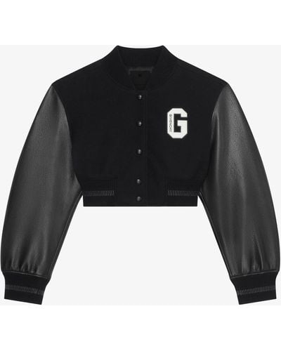 Givenchy Blouson varsity court College en laine et cuir - Noir