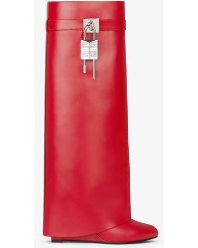Givenchy Bottes Shark Lock coupe ample en cuir - Rouge