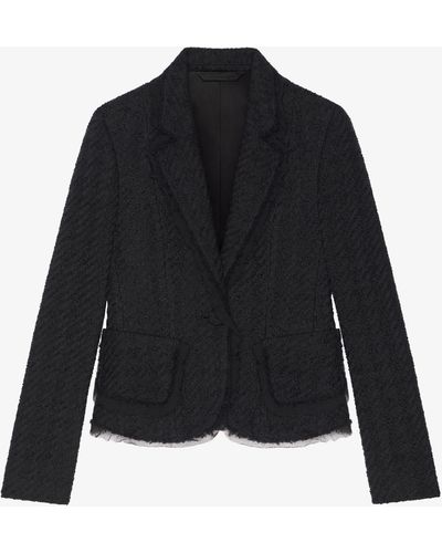 Givenchy Veste en tweed pied de poule - Noir