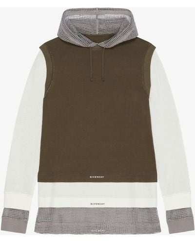 Givenchy T-shirt à capuche à effet superposé en coton et mesh - Neutre