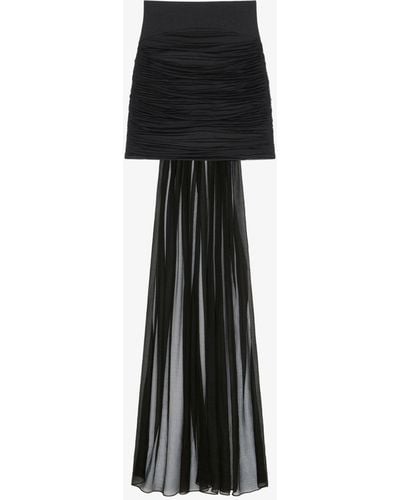 Givenchy Mini jupe drapée en crêpe avec traîne en soie - Noir