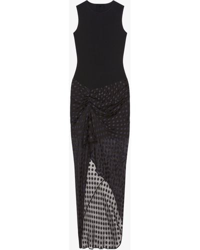 Givenchy Draped Dress In Jersey And Polka Dots Dévoré Satin - White