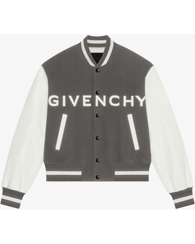 Givenchy Blouson varsity en laine et cuir - Gris