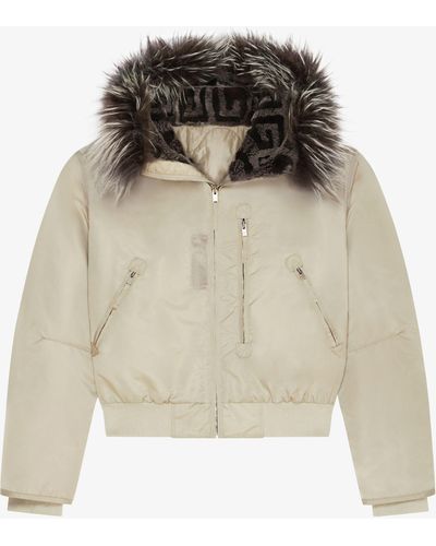 Givenchy Cropped Bomber Jacket With 4G Fur Hood - Natural