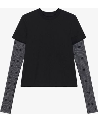 Givenchy T-shirt in cotone e tulle 4G plumetis - Nero