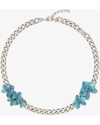 Givenchy Collier Flower en métal et émail - Bleu