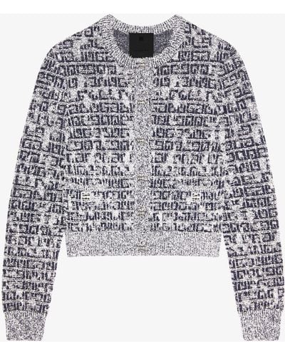 Givenchy Cardigan In 4g Tweed With 4g Liquid Detail - White