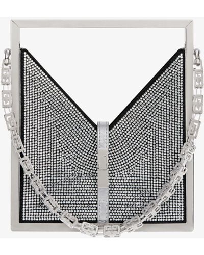 Givenchy Sac Cut Out micro en satin et strass avec cadre - Gris