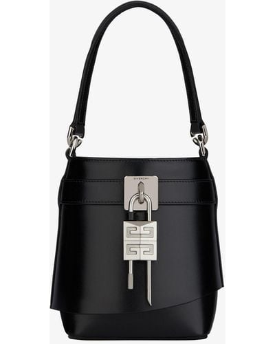 Givenchy Micro Shark Lock Bucket Bag In Box Leather - Black