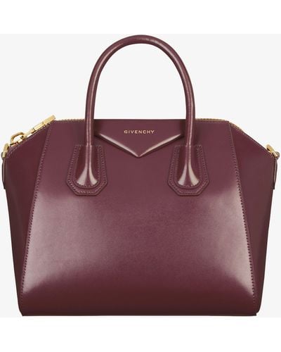 Givenchy Small Antigona Bag In Box Leather - Purple