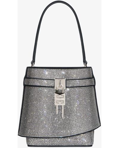 Givenchy Borsa a secchiello Shark Lock in pelle con strass - Bianco